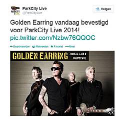 Golden Earring twitter announcement July 06, 2014 Heerlen - Parkcity festival